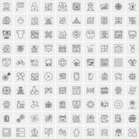 paquete de 100 iconos de líneas universales para móviles y web vector