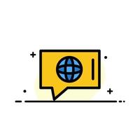 plantilla de banner de vector de icono lleno de línea plana de negocio de servicio técnico de chat world