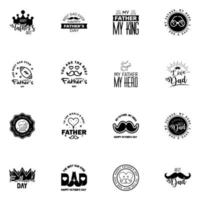 Happy fathers day 16 Black typography set Vector emblems Lettering for greeting cards banners tshirt design You are the best dad Editable Vector Design Elements