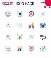 Corona virus 2019 and 2020 epidemic 16 Flat Color icon pack such as safety mask safe face covid viral coronavirus 2019nov disease Vector Design Elements