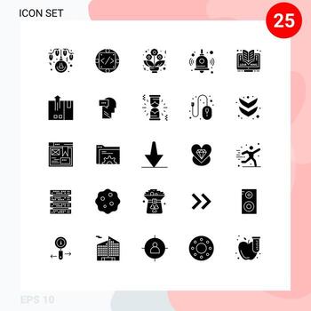 25 glifos sólidos universales establecidos para aplicaciones web y móviles que aprenden campana de producción en línea elementos de diseño vectorial editables de regreso a la escuela vector