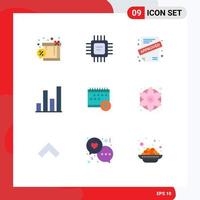 Universal Icon Symbols Group of 9 Modern Flat Colors of money banking application calendar chart Editable Vector Design Elements