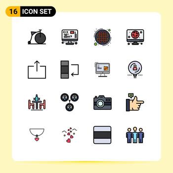 Modern Set of 16 Flat Color Filled Lines and symbols such as send arrow celtic knot economy digital Editable Creative Vector Design Elements