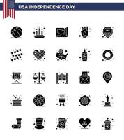 25 Creative USA Icons Modern Independence Signs and 4th July Symbols of sign security states food french fries Editable USA Day Vector Design Elements