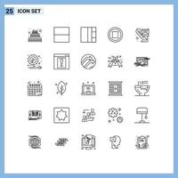 Universal Icon Symbols Group of 25 Modern Lines of contact energy stop electricity send Editable Vector Design Elements