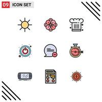 Universal Icon Symbols Group of 9 Modern Filledline Flat Colors of less chat chef switch power Editable Vector Design Elements