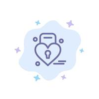 Lock Love Heart Wedding Blue Icon on Abstract Cloud Background vector