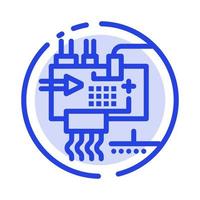 Assemble Customize Electronics Engineering Parts Blue Dotted Line Line Icon vector