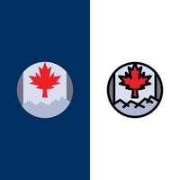 Canada Leaf Flag  Icons Flat and Line Filled Icon Set Vector Blue Background
