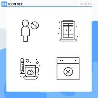 Modern 4 Line style icons Outline Symbols for general use Creative Line Icon Sign Isolated on White Background 4 Icons Pack Creative Black Icon vector background