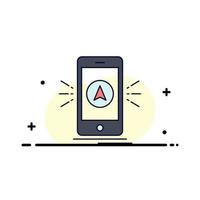 navigation app camping gps location Flat Color Icon Vector