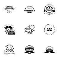 Happy fathers day 9 Black vintage retro type font Illustrator eps10 Editable Vector Design Elements