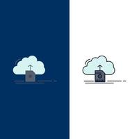 cloud upload save data computing Flat Color Icon Vector