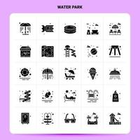 Solid 25 Water Park Icon set Vector Glyph Style Design Black Icons Set Web and Mobile Business ideas design Vector Illustration