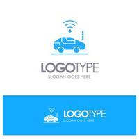 Auto Car Wifi Signal Blue Solid Logo with place for tagline vector