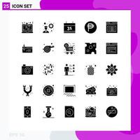 25 Solid Glyph concept for Websites Mobile and Apps website page date internet forex Editable Vector Design Elements