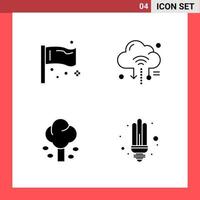 4 Icon Pack Solid Style Glyph Symbols on White Background Simple Signs for general designing Creative Black Icon vector background