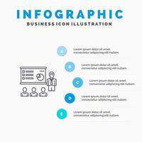 presentación análisis negocio gráfico marketing personas estadísticas línea icono con 5 pasos presentación infografía fondo vector