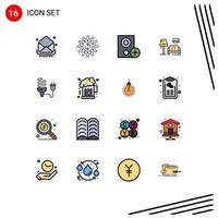 Modern Set of 16 Flat Color Filled Lines Pictograph of sofa lump task add gadget Editable Creative Vector Design Elements