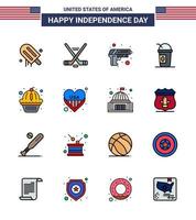 16 iconos creativos de estados unidos signos de independencia modernos y símbolos del 4 de julio de estados muffin pistola limonada américa elementos de diseño vectorial editables del día de estados unidos vector