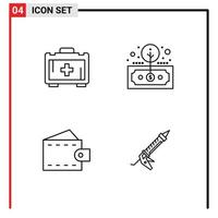 Modern Set of 4 Filledline Flat Colors and symbols such as bag fashion asset return wallet Editable Vector Design Elements