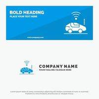 Auto Car Wifi Signal SOlid Icon Website Banner and Business Logo Template vector