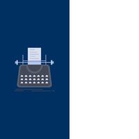 Article blog story typewriter writer Flat Color Icon Vector