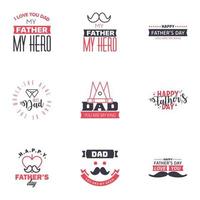 Happy fathers day 9 Black and Pink vintage retro type font Illustrator eps10 Editable Vector Design Elements