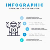 icono de línea de juguete de tecnología de robot con fondo de infografía de presentación de 5 pasos vector