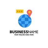 World Map Navigation Location Business Logo Template Flat Color vector