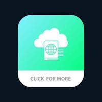 Cloud Reading Folder Upload Mobile App Button Android and IOS Glyph Version vector