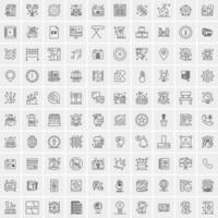 paquete de 100 iconos de líneas universales para móviles y web vector