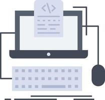 Code coding computer monoblock screen Flat Color Icon Vector