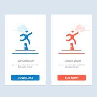 Athlete Jumping Runner Running Steeplechase  Blue and Red Download and Buy Now web Widget Card Template vector