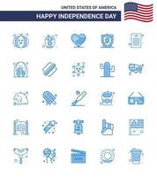 25 USA Blue Signs Independence Day Celebration Symbols of arch declaration of independence love declaration protection Editable USA Day Vector Design Elements