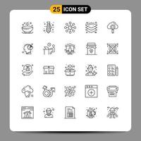 Line Pack of 25 Universal Symbols of computing layers dry skin layer skin protection Editable Vector Design Elements