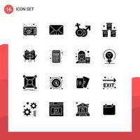 User Interface Pack of 16 Basic Solid Glyphs of destiny product mars packaging logistic Editable Vector Design Elements