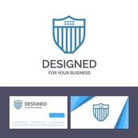 tarjeta de visita creativa y plantilla de logotipo escudo americano seguridad usa ilustración vectorial vector