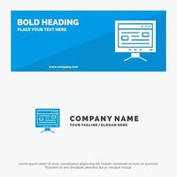 Computer Online Study Education SOlid Icon Website Banner and Business Logo Template vector