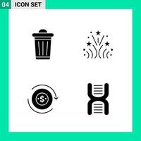 Pack of 4 Solid Style Icon Set Glyph Symbols for print Creative Signs Isolated on White Background 4 Icon Set Creative Black Icon vector background