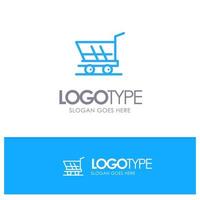 Cart Trolley Shopping Buy Blue Outline Logo Place for Tagline vector