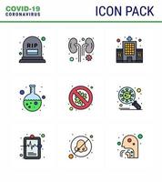 9 Filled Line Flat Color Coronavirus Covid19 Icon pack such as protection research health care lab test viral coronavirus 2019nov disease Vector Design Elements