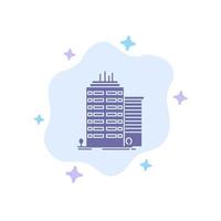 Building Skyscraper Office Top Blue Icon on Abstract Cloud Background vector