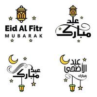 paquete de 4 adornos decorativos de caligrafía árabe vectores de eid saludo ramadán saludo festival musulmán