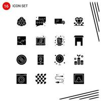 Pack of 16 creative Solid Glyphs of picture image talk mother gift Editable Vector Design Elements