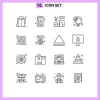 Mobile Interface Outline Set of 16 Pictograms of encryption solution chemistry lab seo solution idea Editable Vector Design Elements