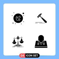 4 Solid Black Icon Pack Glyph Symbols for Mobile Apps isolated on white background 4 Icons Set Creative Black Icon vector background