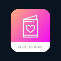 tarjeta amor boda corazón aplicación móvil botón android e ios línea versión vector