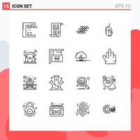 Outline Pack of 16 Universal Symbols of online click finance mouse block Editable Vector Design Elements