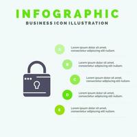 Lock Computing Locked Security Infographics Presentation Template 5 Steps Presentation vector